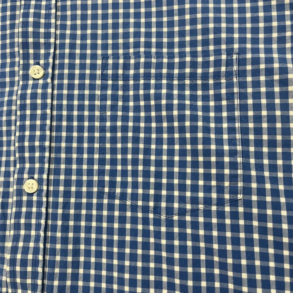 Banana Republic Mens XL Blue Gingham‎ Soft Wash Standard Fit Button Down Shirt